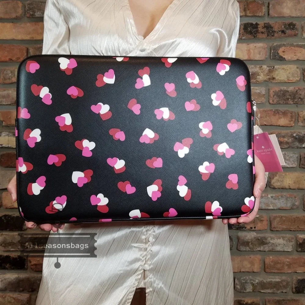AUTHENTIC Kate Spade Staci Universal Laptop Sleeve with Flutter Heart Print NWT
